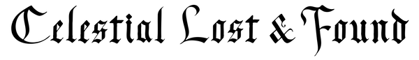 Text 'Celestial Lost & Found' in a decorative font