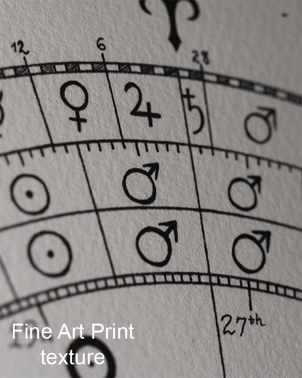 Close-up image of a fine art print, showing the heavily textured paper.