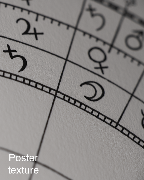 Close-up image of a poster, showing the smooth texture of the paper.
